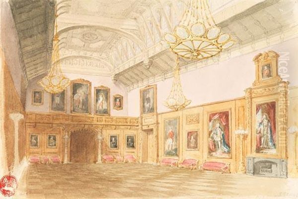 Waterloo Galerie In Schloss Windsor Oil Painting by Carl Georg Anton Graeb