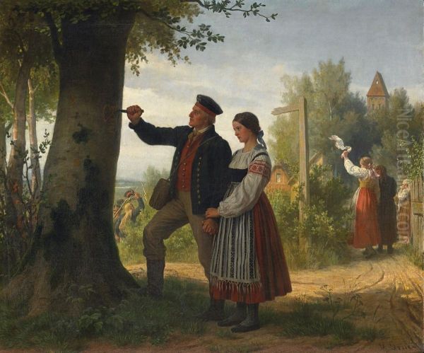 Abschied Des Litauischen Landwehrmannes Von Seiner Geliebten Oil Painting by Gustav Graef