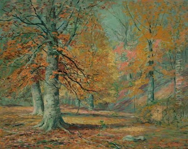 Autumn Woodland Oil Painting by Carl C. Graf