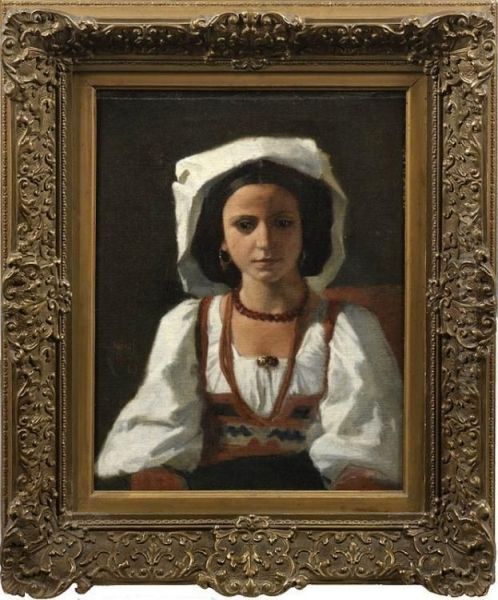 Brustportrait Eines Italienischen Madchens Oil Painting by Johann Graf