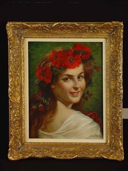 Madchen Mit Mohn Oil Painting by Ludwig Graf