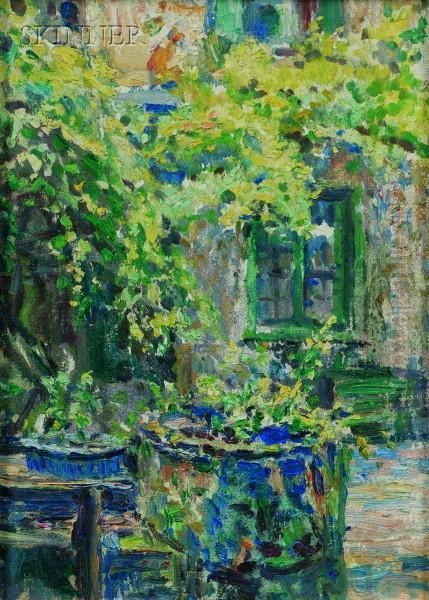 New Orleans Courtyard Oil Painting by Robert Wadsworth Grafton