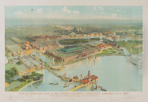 Official Bird's-eye View, 
Of Theworld's Columbian Exposition, 
Chicago Oil Painting by Charles S. Graham