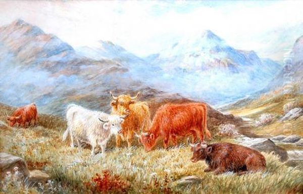 Highland Cattle In The Highlands Oil Painting by Charles S. Graham