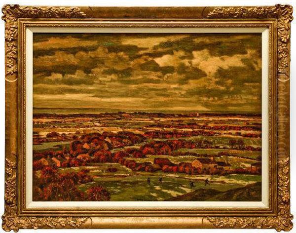 Extensive Landscape Oil Painting by George Ii Graham