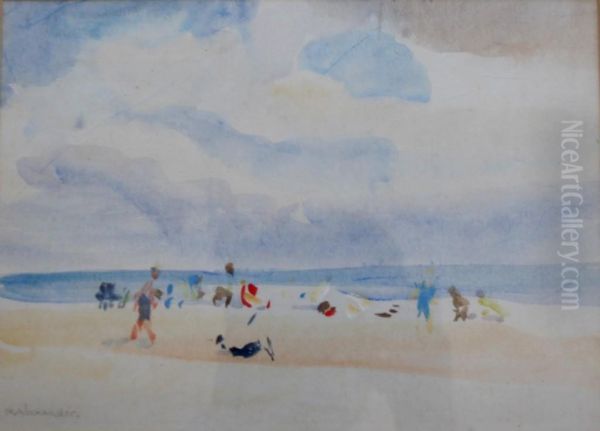 Figures On A Beach Oil Painting by Robert Alexander Graham