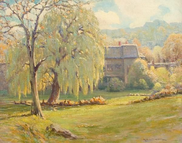 House In A Landscape Oil Painting by Robert Alexander Graham