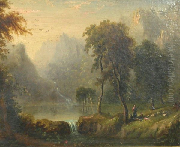 Figures By A Loch Oil Painting by Thomas R. Graham