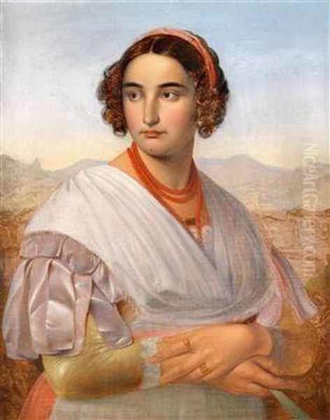 Bildnis Der Vittoria Caldoni Aus Albano Oil Painting by August Grahl