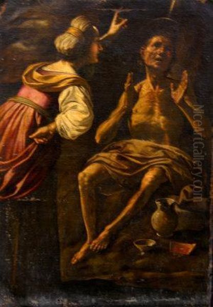 A Seated Partly Draped Man With Halo Oil Painting by Antiveduto Grammatica