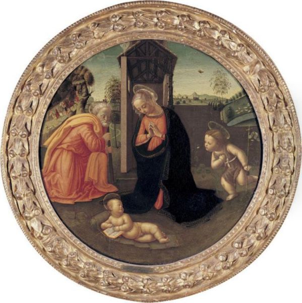 The Holy Family With The Infant Saint John The Baptist In A Landscape Oil Painting by Pseudo Granacci