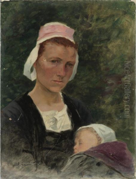 Femme Et Enfant Oil Painting by Achille Granchi-Taylor