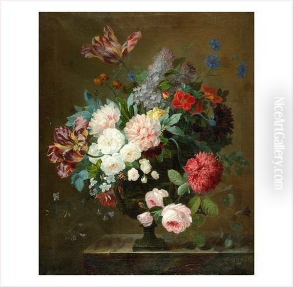 Bouquet De Fleurs Dans Un Vase Oil Painting by Jean-Baptiste Grand