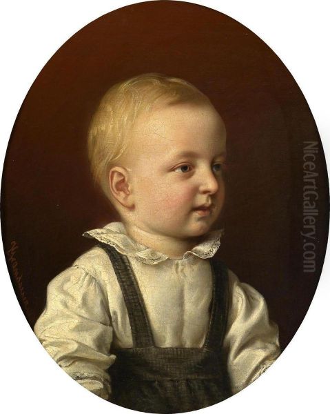 Portrait Of A Boy Oil Painting by Josef Grandauer