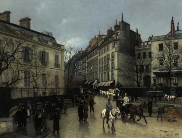 Place Saint-georges, Paris Oil Painting by Edmond Georges Grandjean