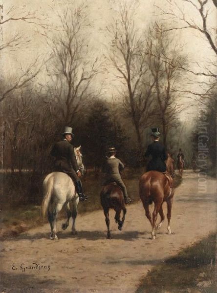 An Afternoon Ride Oil Painting by Edmond Georges Grandjean