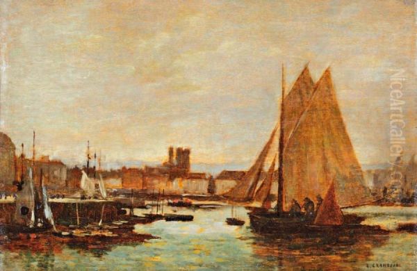 Bateau De Peche A Dieppe Oil Painting by Pierre Eugene Grandsire