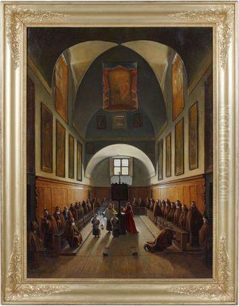 Le Choeur De La Chapelle Des Capucins De La Place Barberini A Rome Oil Painting by Francois-Marius Granet