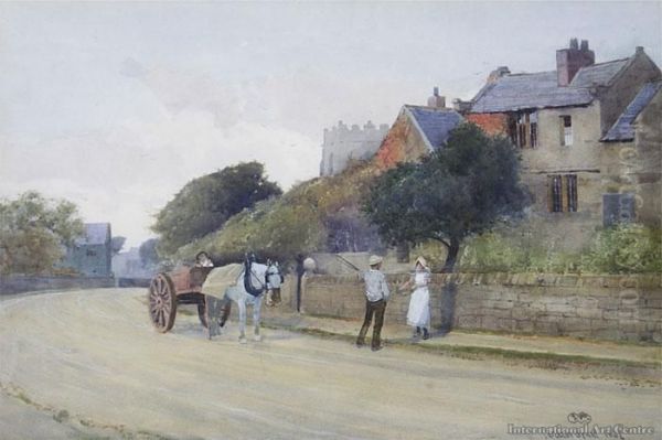 An English Village Oil Painting by Carleton Grant