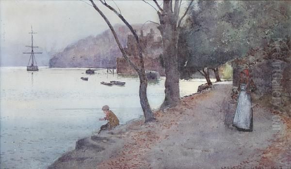 Figures By The Water's Edge, Conway Oil Painting by Carleton Grant