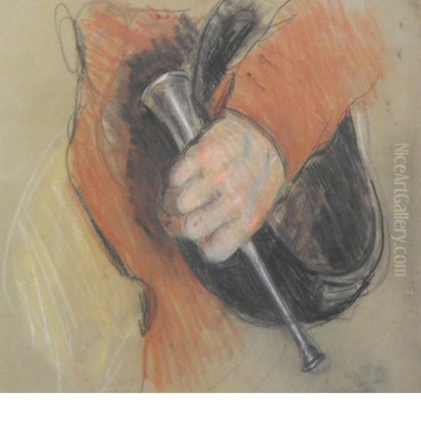 Study Of A Hand Holding A Hunting Horn And Riding Hat Oil Painting by Sir Francis Grant