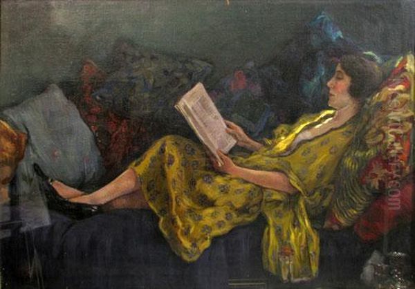 Lectura Oil Painting by Nicolae Grant