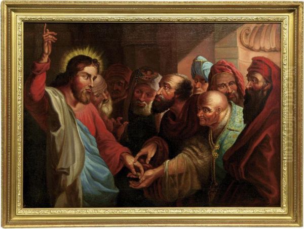 Judas Receiving Money From The Priest Oil Painting by William James Grant