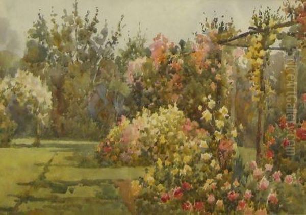 A Floral Garden Oil Painting by William James Grant