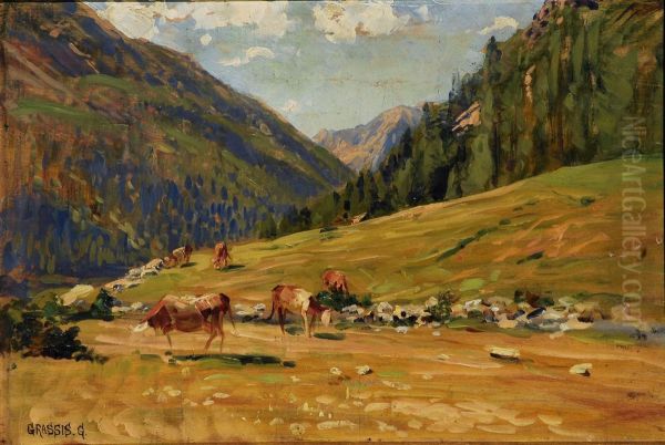 Paesaggio Alpino Oil Painting by Giuseppe Grassis