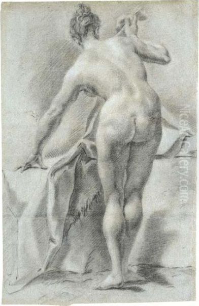 A Nude Woman Seen From Behind Oil Painting by Johann Georg Grassmair