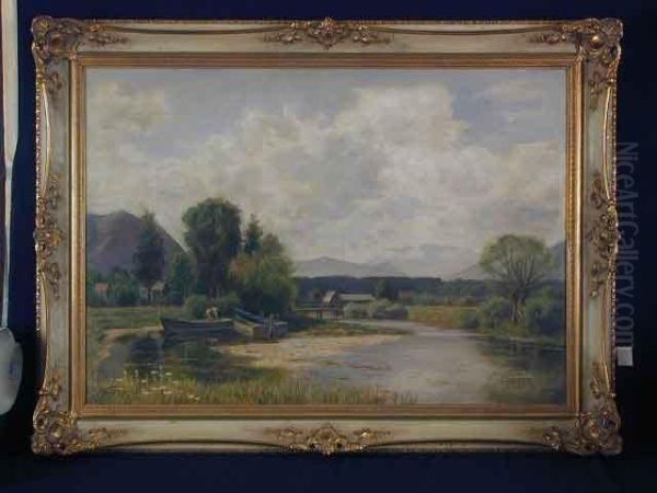 Bayerische Voralpenlandschaft Oil Painting by Theodor Gratz