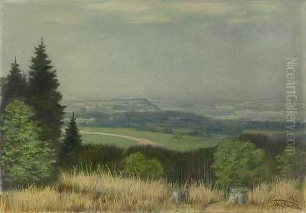 Landschaft Von Hohenpreissenberg Oil Painting by Theodor Gratz