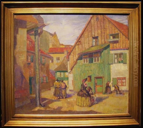 Houses In Schwabing Oil Painting by Julius Graumann