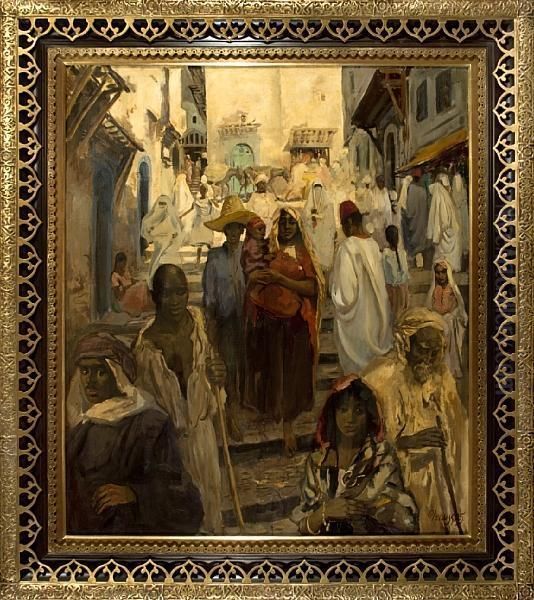 Algerian Kasbah Oil Painting by Gerardus Hendrik Grauss