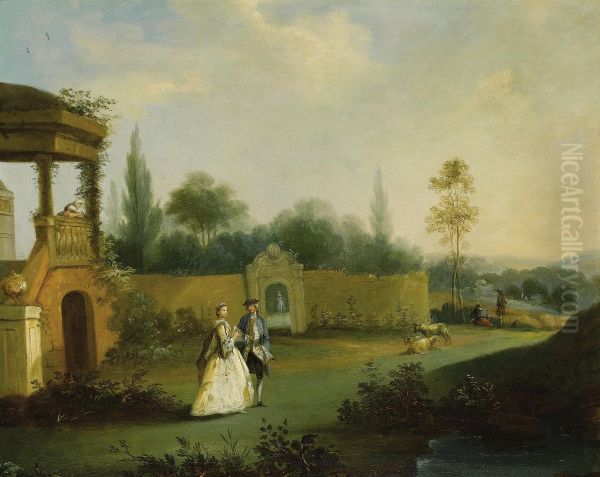 Dans Le Jardin Oil Painting by Hubert-Francois Gravelot