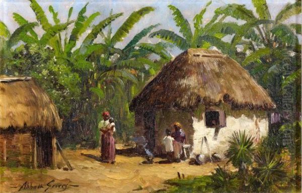 Famille Au Pied D'une Hutte Pres D'une Bananeraie Oil Painting by Abbott Fuller Graves