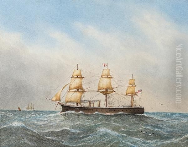 H.m.s Bellerophon At Sea Oil Painting by George Gray