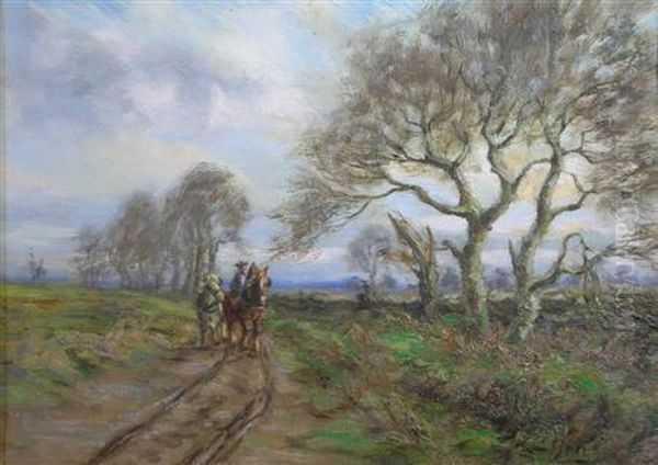 Horseman Along A Country Lane Oil Painting by George Gray