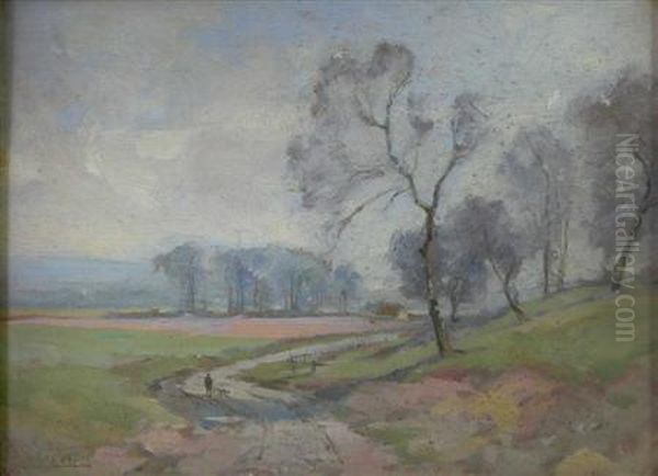 A Country Road Oil Painting by George Gray