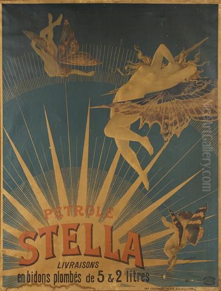 Petrole Stella Livaisons En Bidons De 5 & 2 Litres. Paris:courmont Freres C. 1897, Approx 98cm By 128cm Oil Painting by Henri Gray