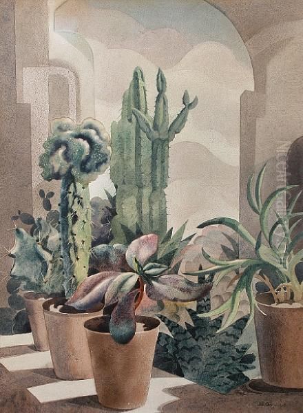 Cactus House Oil Painting by James Gray