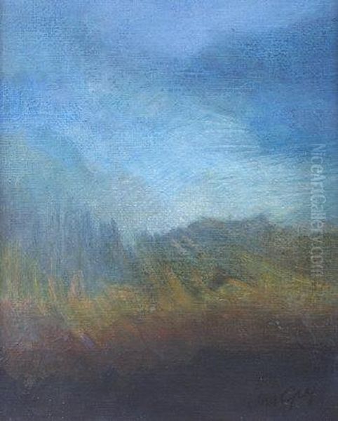 Wooded Mountain Lanscape Oil Painting by Una Gray