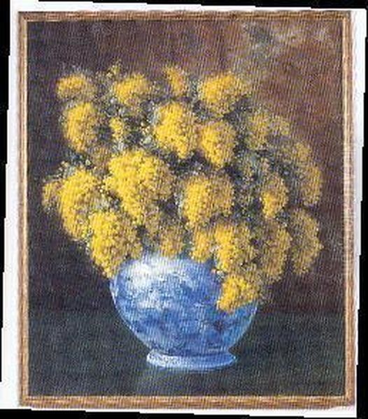 ' Vaso Con Mimose' Oil Painting by Graziani