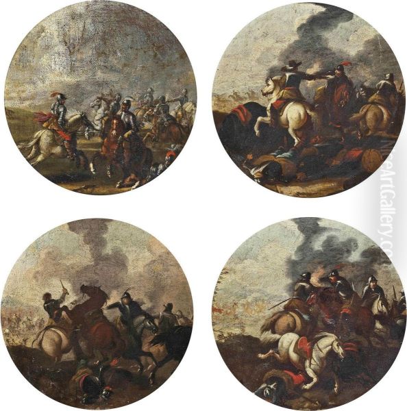 A Set Of Four Cavalry Skirmishes Oil Painting by Ciccio Graziani