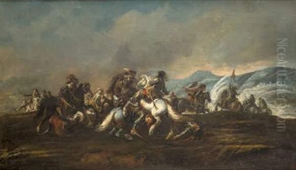 La Charge De Cavalerie Oil Painting by Ercole Graziani