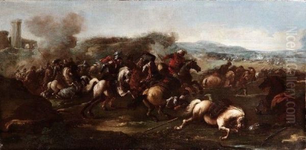 Battaglia Oil Painting by Graziani Francesco E Pietro