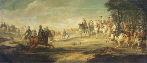 A Landscape With A Cavalry Skirmish Between Christians Andturks Oil Painting by Pietro Graziani