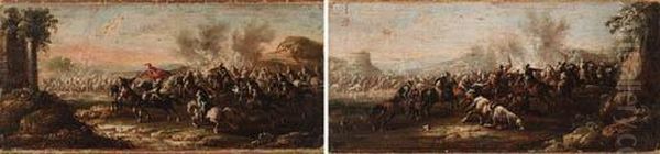 Cavalry Skirmishes Between Turks And Christians Oil Painting by Pietro Graziani