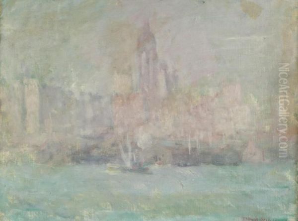 New York City Skyline Oil Painting by Edmund William Greacen