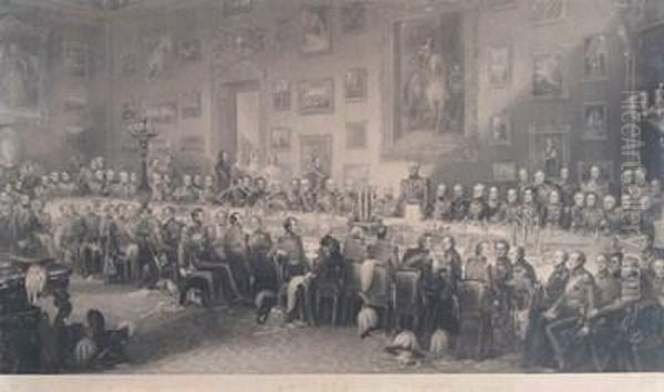 The Waterloo Banquet At Apsleyhouse June 18, 1836, After William Salter Oil Painting by William Greatbach